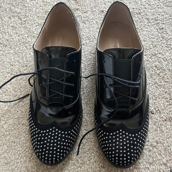Bebe Sport Black Studded Oxford Heels Women's U.S. Size 8 - Picture 1 of 5